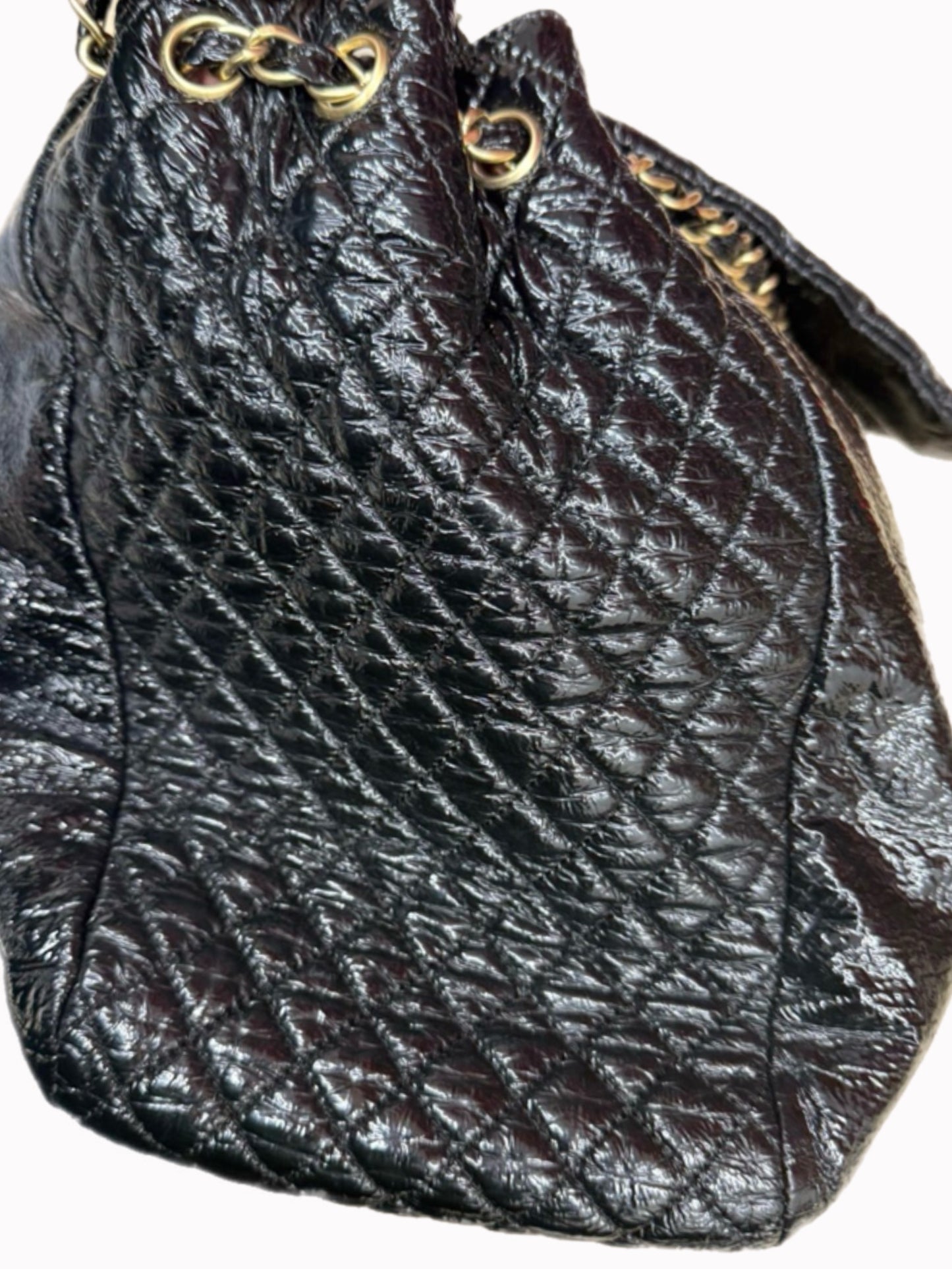 Chanel Vinyl XL Rock and Chain Flap Hobo Bag — Black