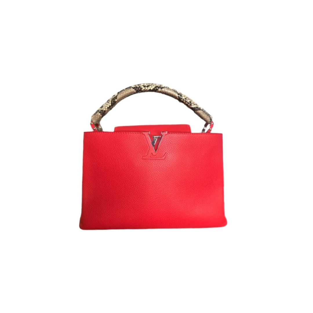 Louis Vuitton Capucines Python Top Handle Bag Poppy MM