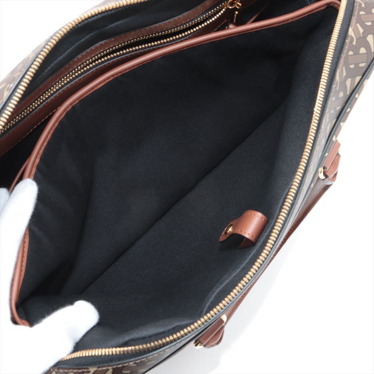 Luxury Thomas Burberry TB Monogram Two-Way Business Bag Brown