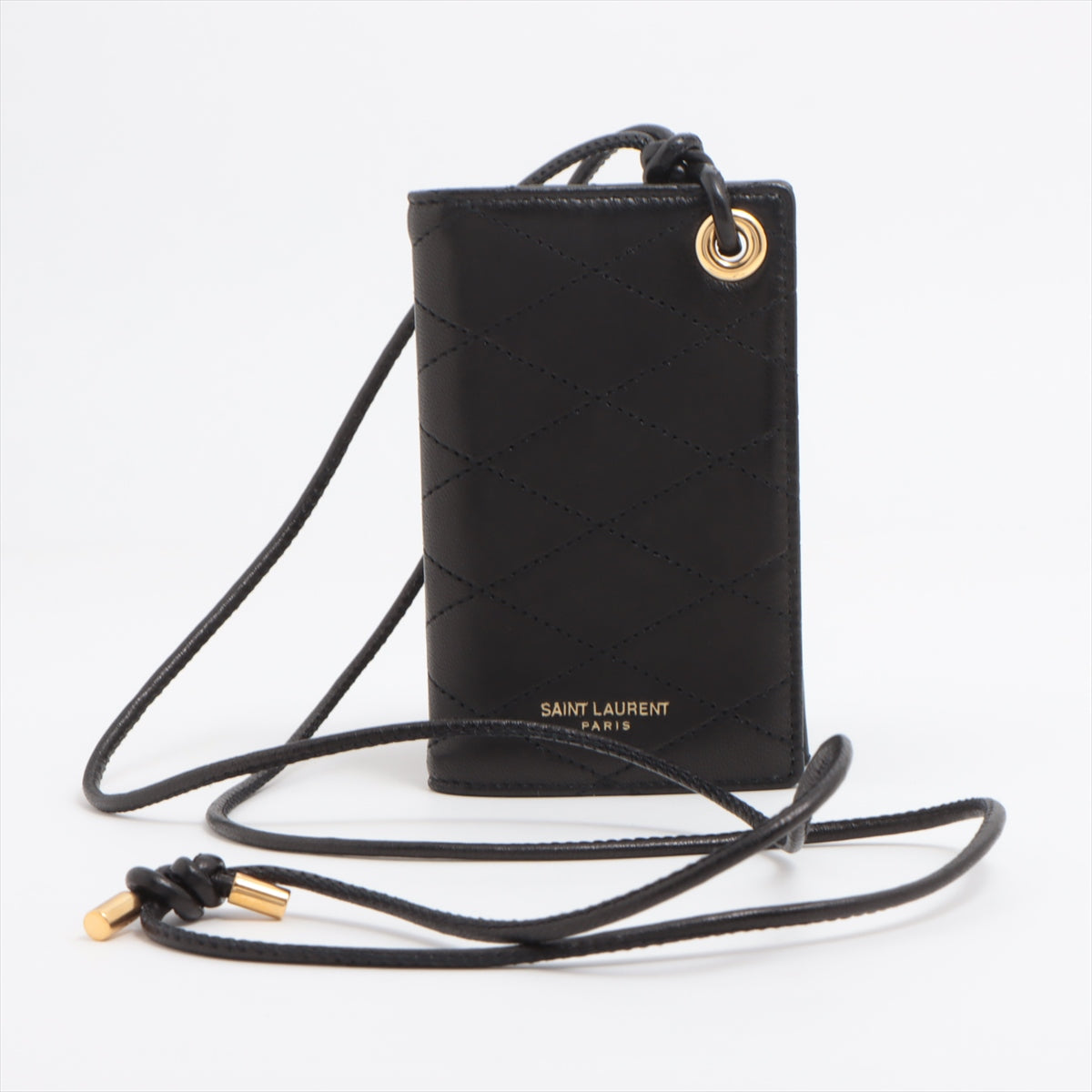 Quality Saint Laurent Leather Strap Card Case Black