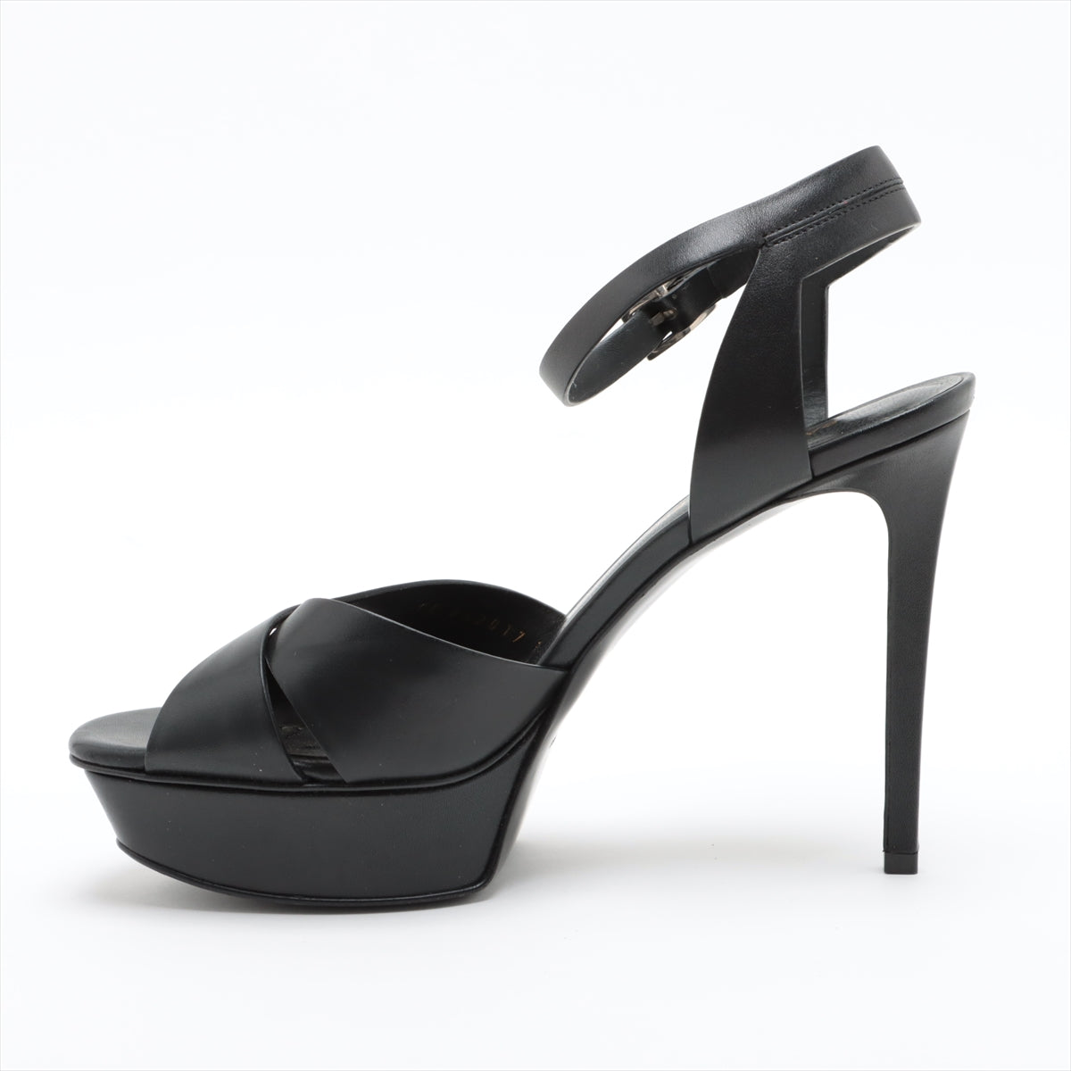 Top Saint Laurent Paris Leather Heel Sandals Black