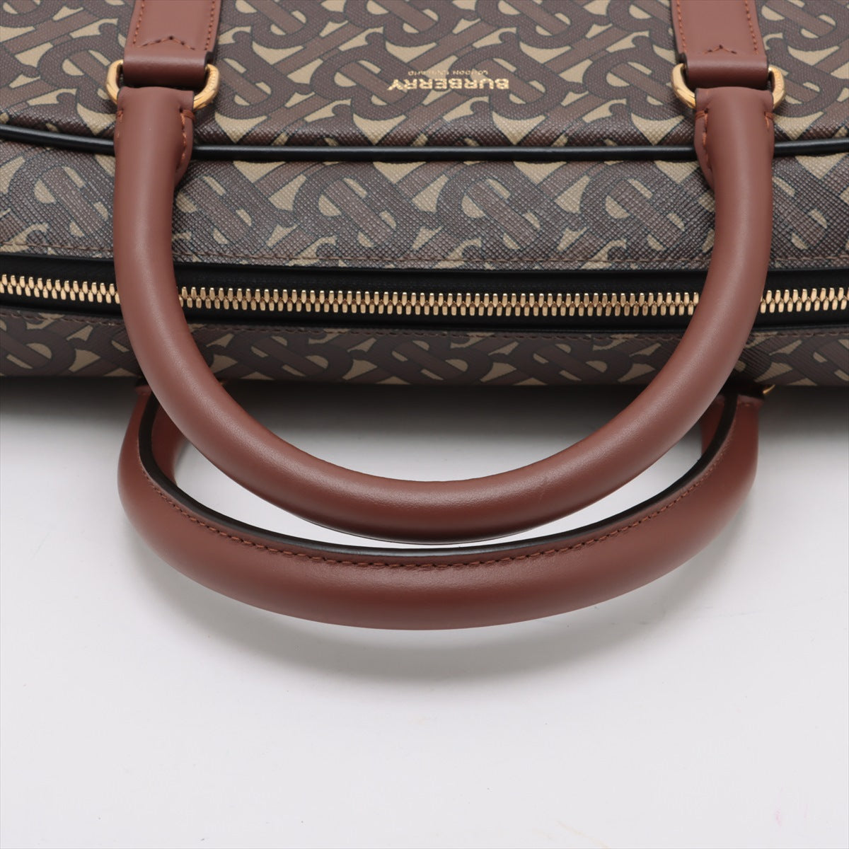 Top Thomas Burberry TB Monogram Two-Way Business Bag Brown
