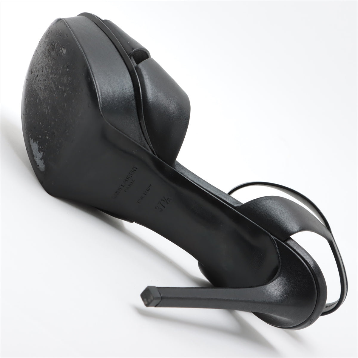 Top rated Saint Laurent Paris Leather Heel Sandals Black