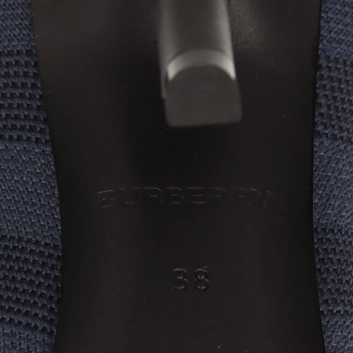 Burberry Knit Check & Leather Tall Boots — Navy & Black, 38; actual item photo 8