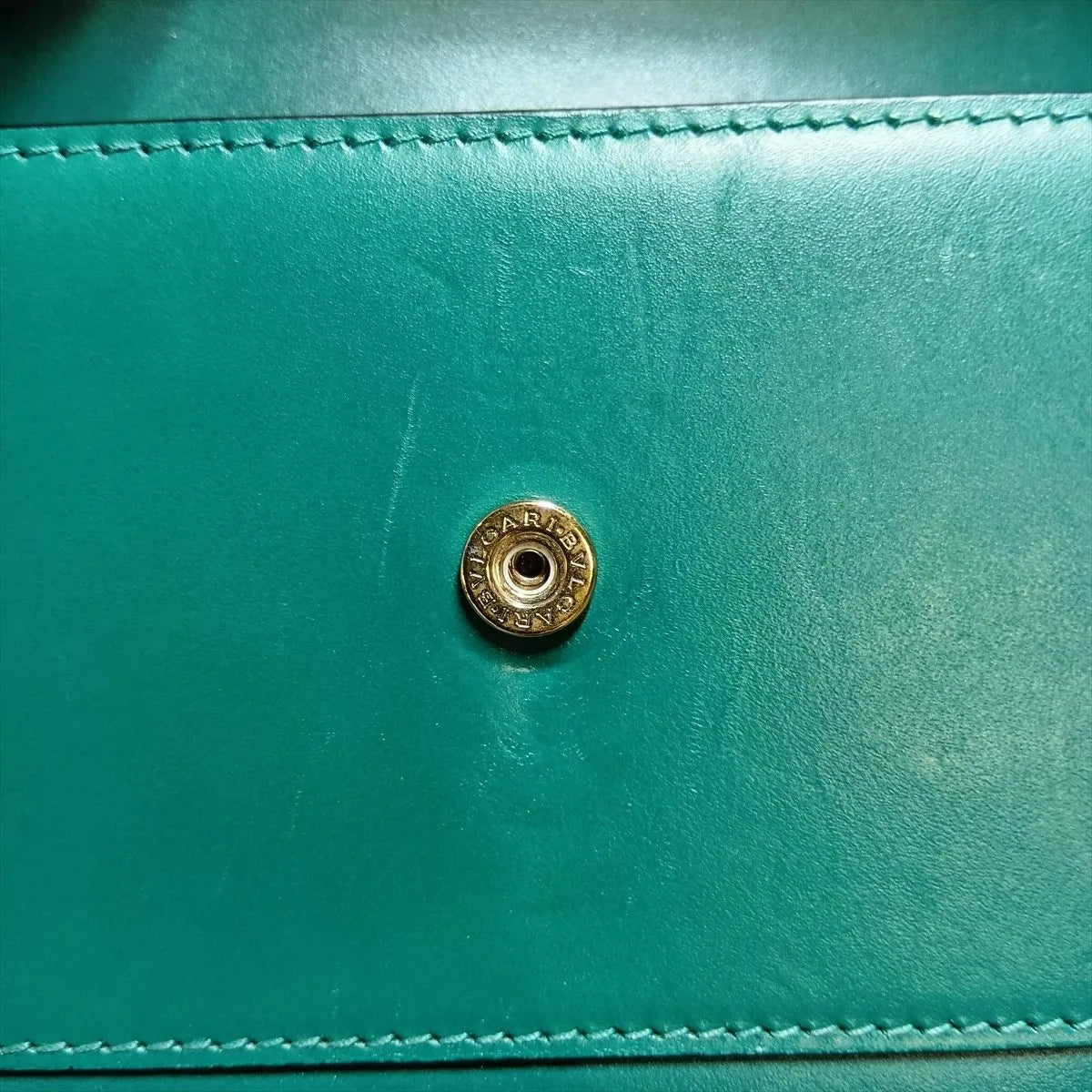 Bvlgari Serpenti Forever Leather Chain Wallet — Green & Purple; actual item photo 11