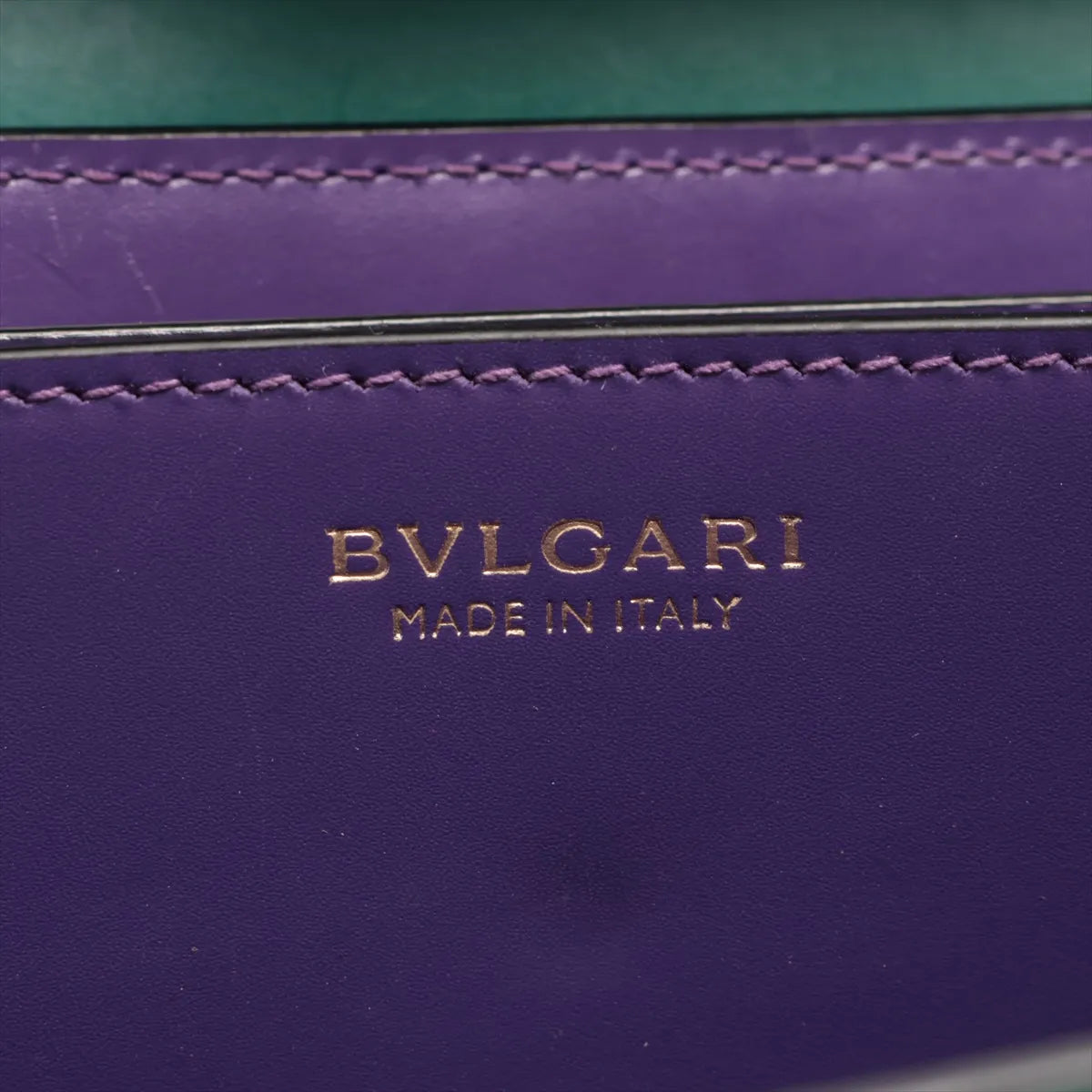 Bvlgari Serpenti Forever Leather Chain Wallet — Green & Purple; actual item photo 8