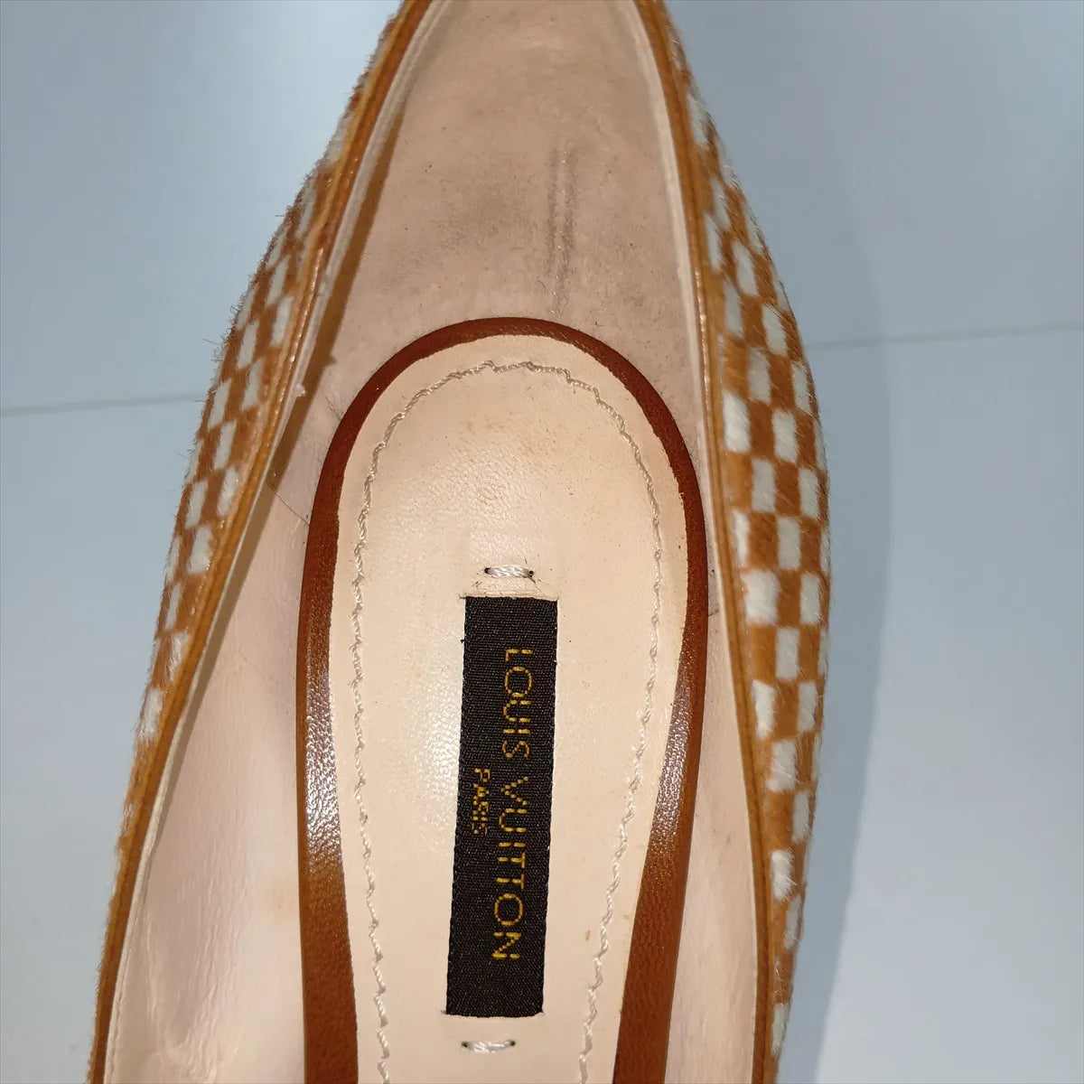 Louis Vuitton Damier Sequin Pumps — Brown & Ivory, 37; actual item photo 11