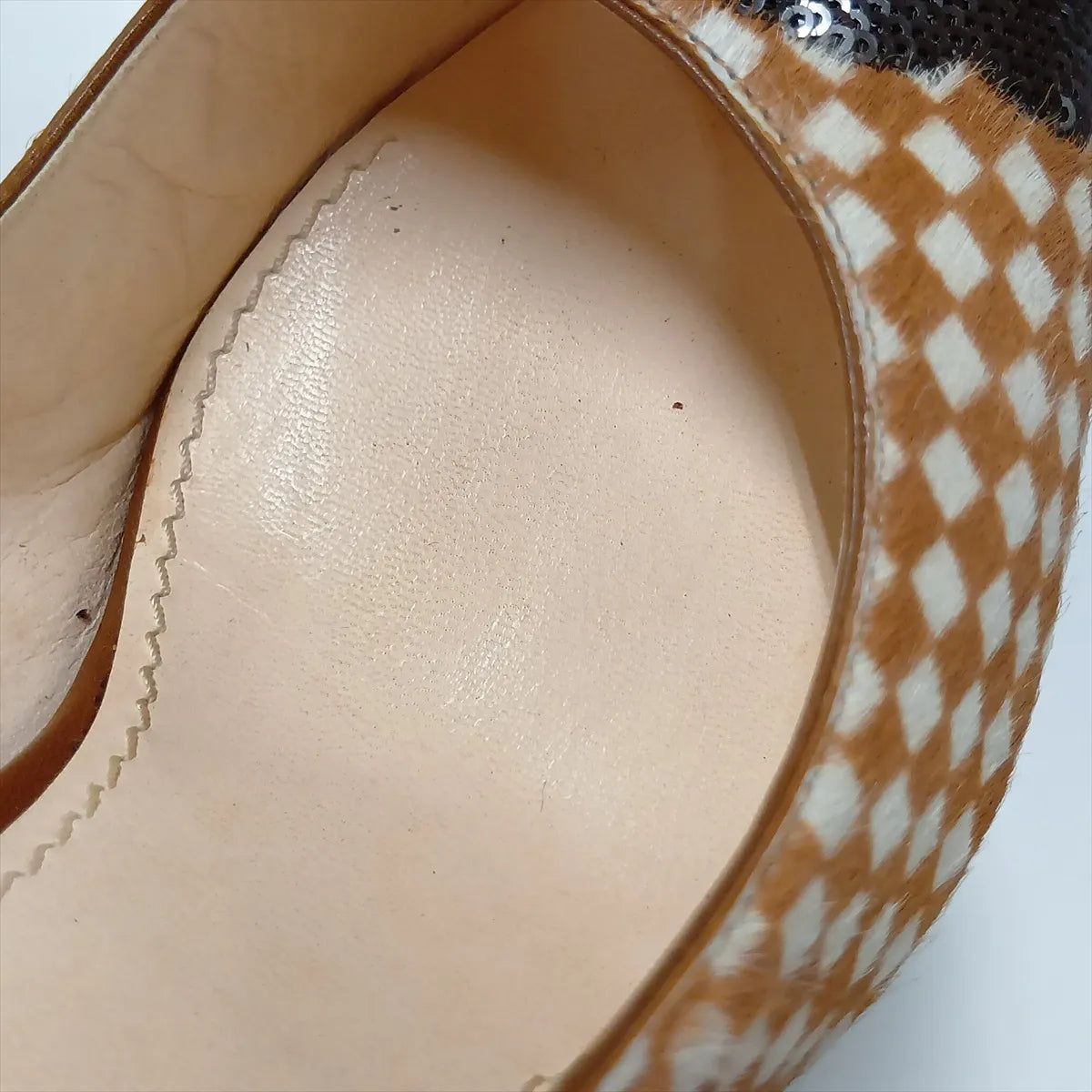 Louis Vuitton Damier Sequin Pumps — Brown & Ivory, 37; actual item photo 12