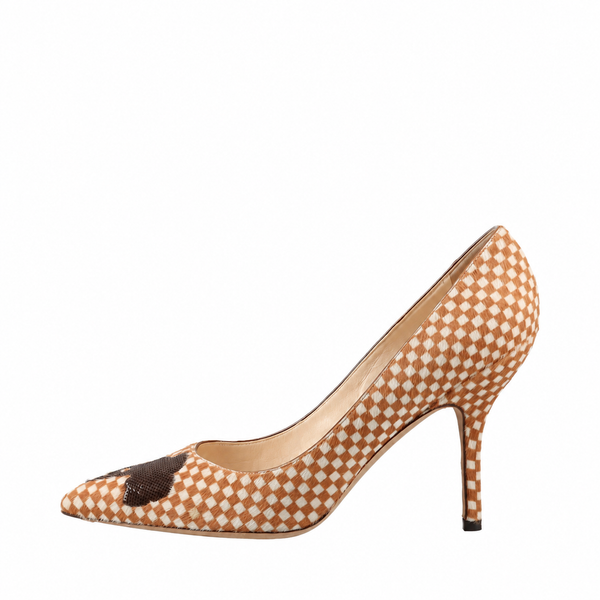 Louis Vuitton Damier Sequin Pumps — Brown & Ivory, 37