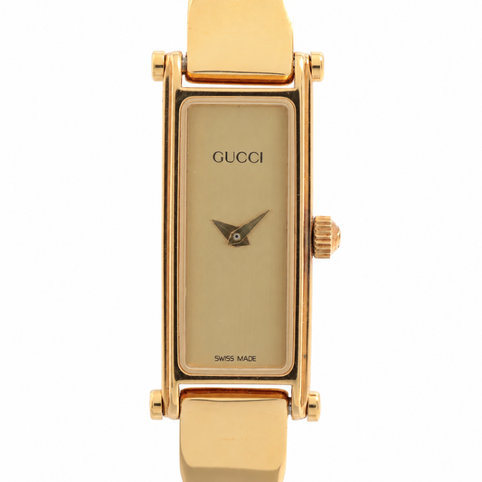 Gucci 1500L Bangle Quartz Watch — Gold Tone & Champagne Dial — actual item front view