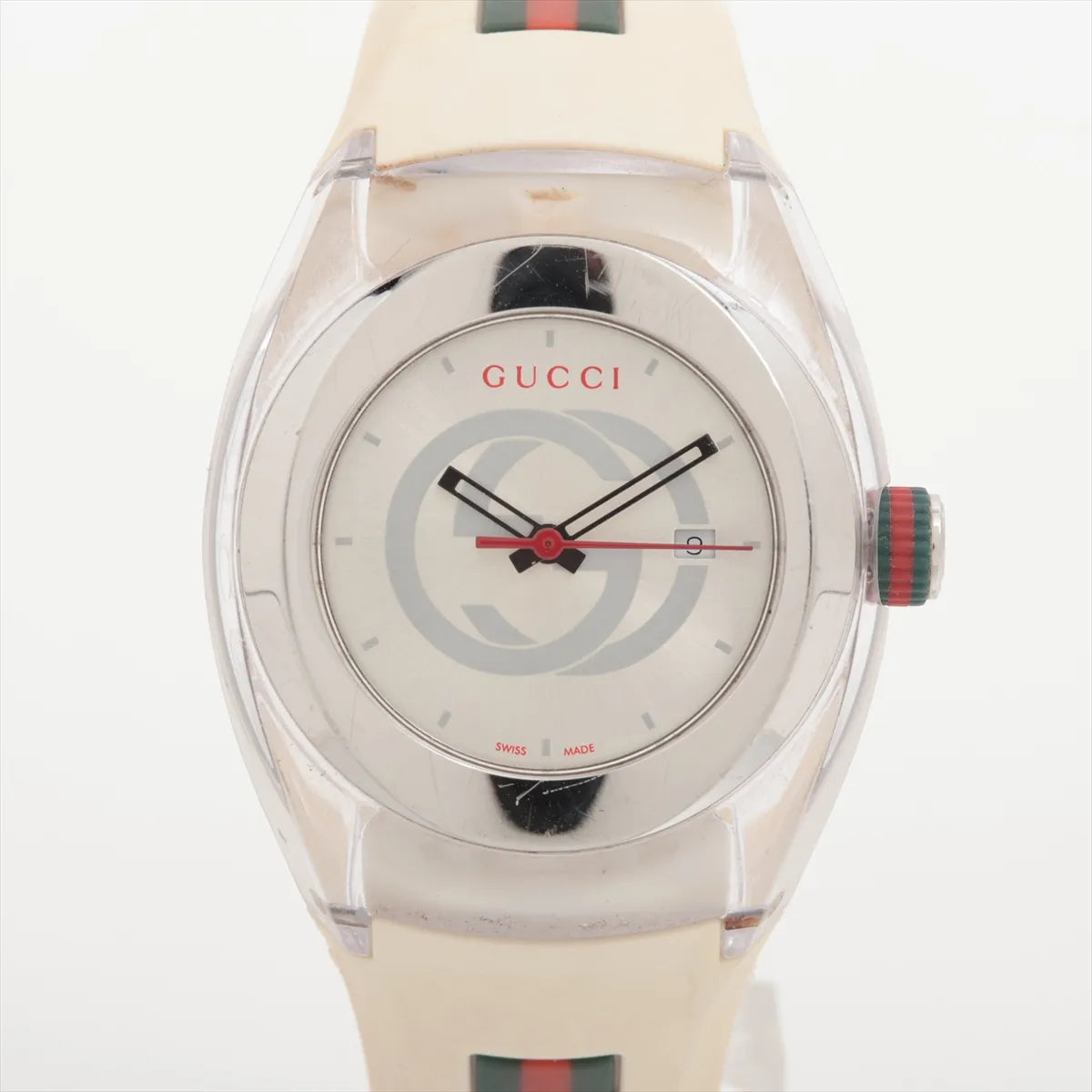Gucci SYNC 137.3 Quartz Watch — White Web Stripe — actual item front view