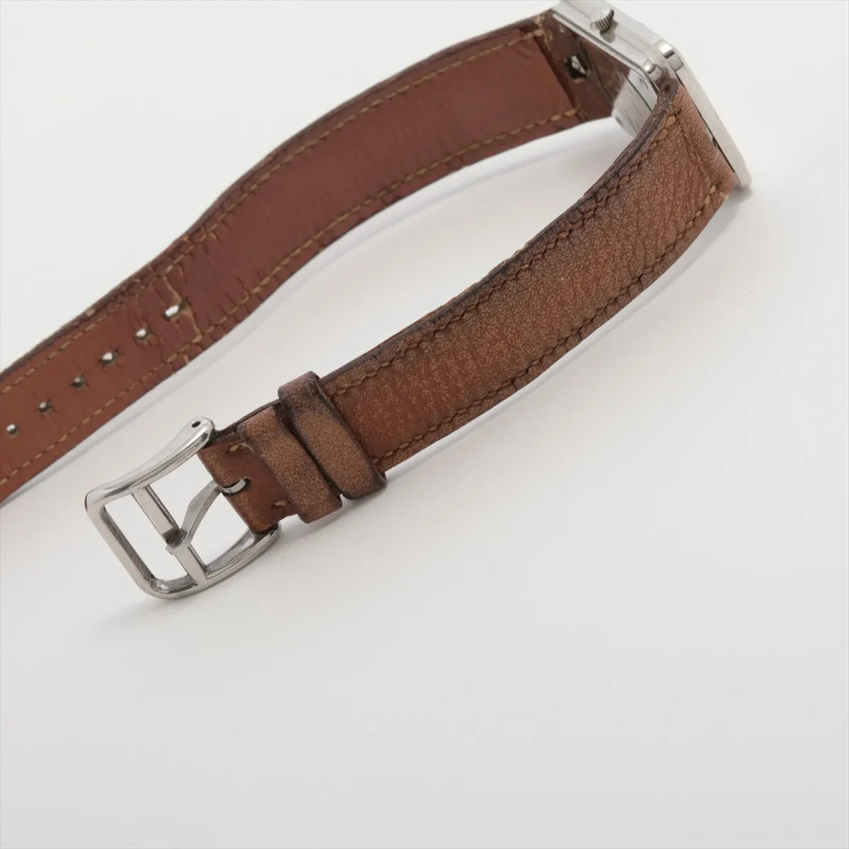 Hermes Croisière Rectangular Quartz Watch — Brown Leather — actual item, additional view 4