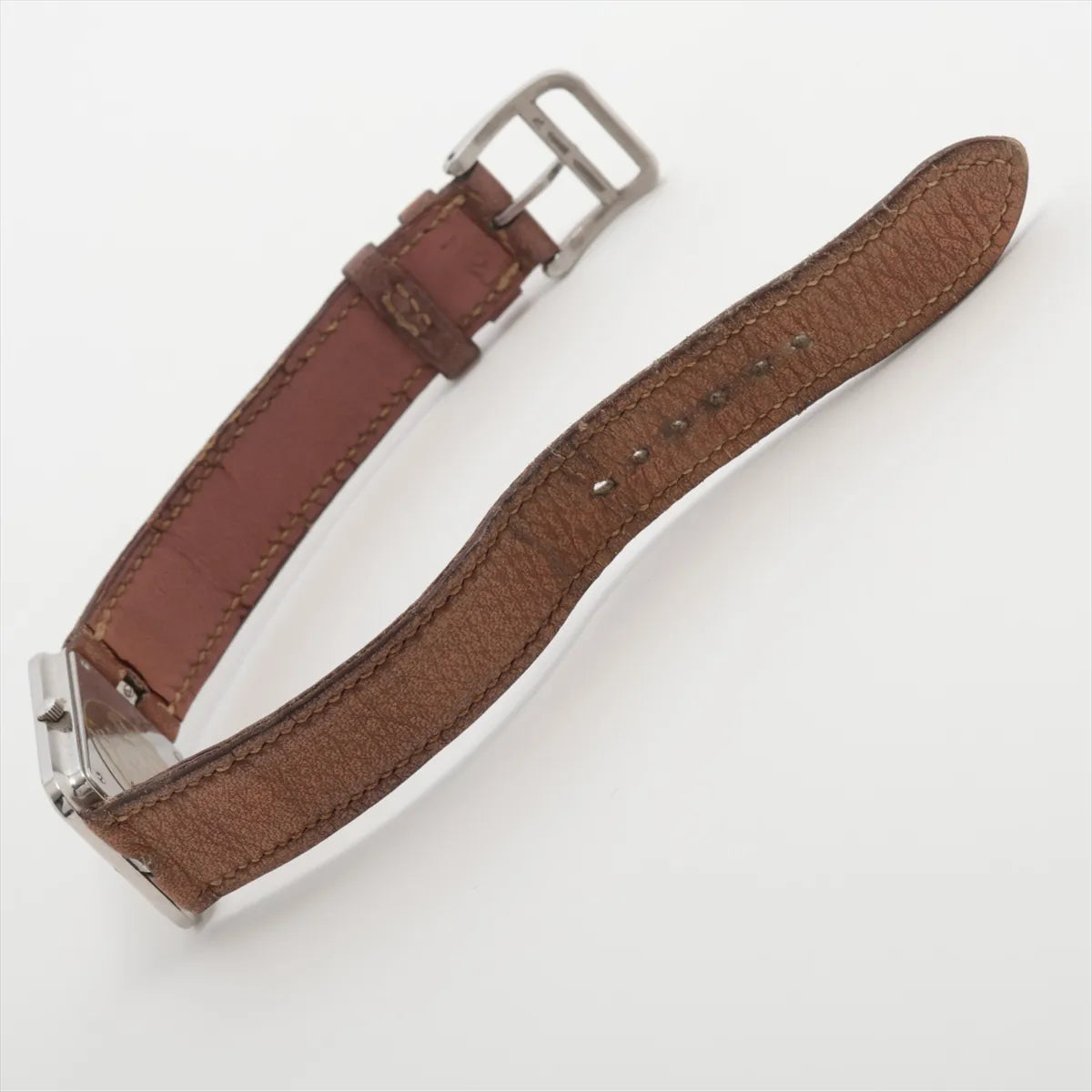 Hermes Croisière Rectangular Quartz Watch — Brown Leather — actual item, additional view 5