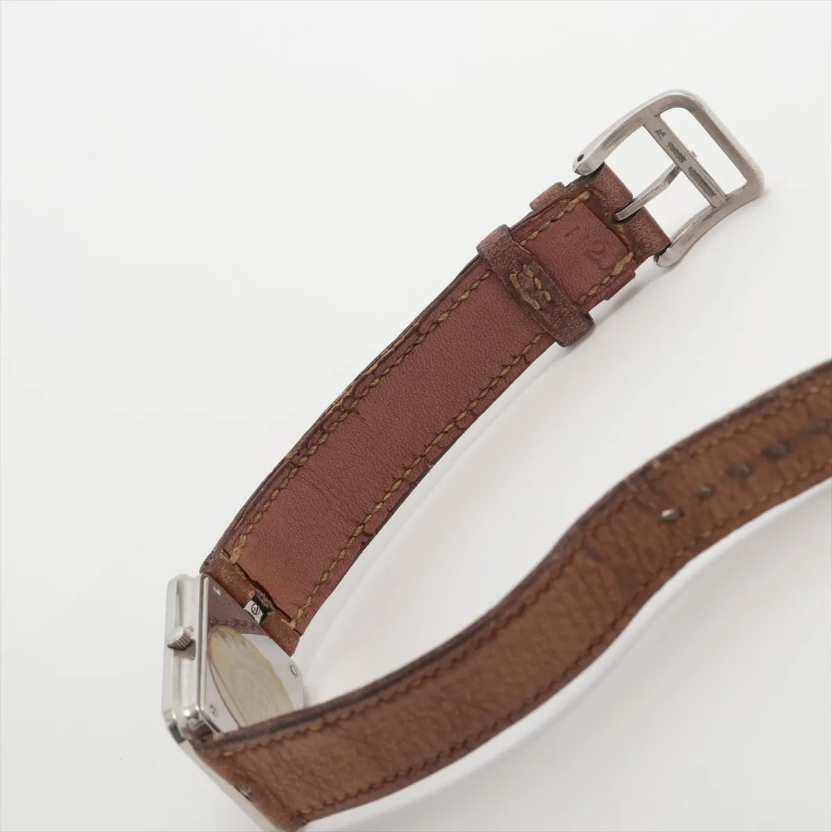 Hermes Croisière Rectangular Quartz Watch — Brown Leather — actual item, additional view 6