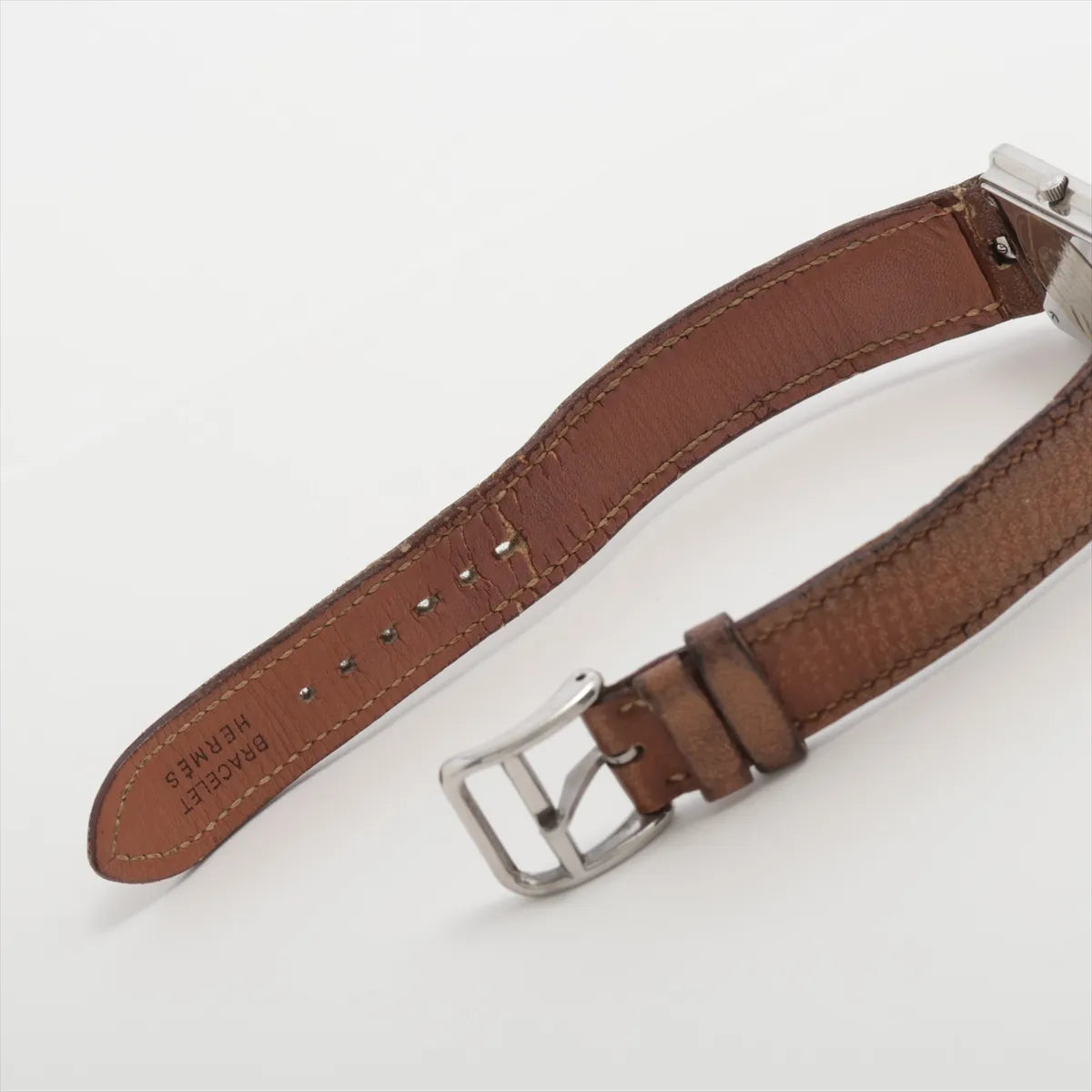 Hermes Croisière Rectangular Quartz Watch — Brown Leather — actual item, additional view 7