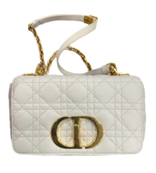 Christian Dior Cannage Calfskin Caro Bag Ivory