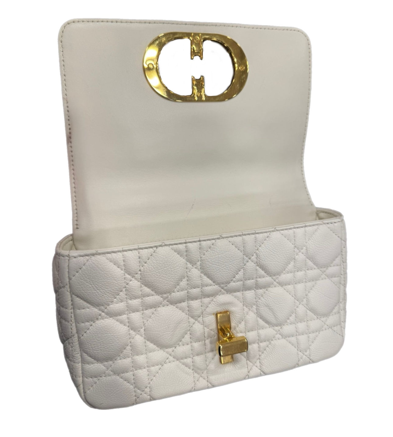 Christian Dior Cannage Calfskin Caro Bag Ivory