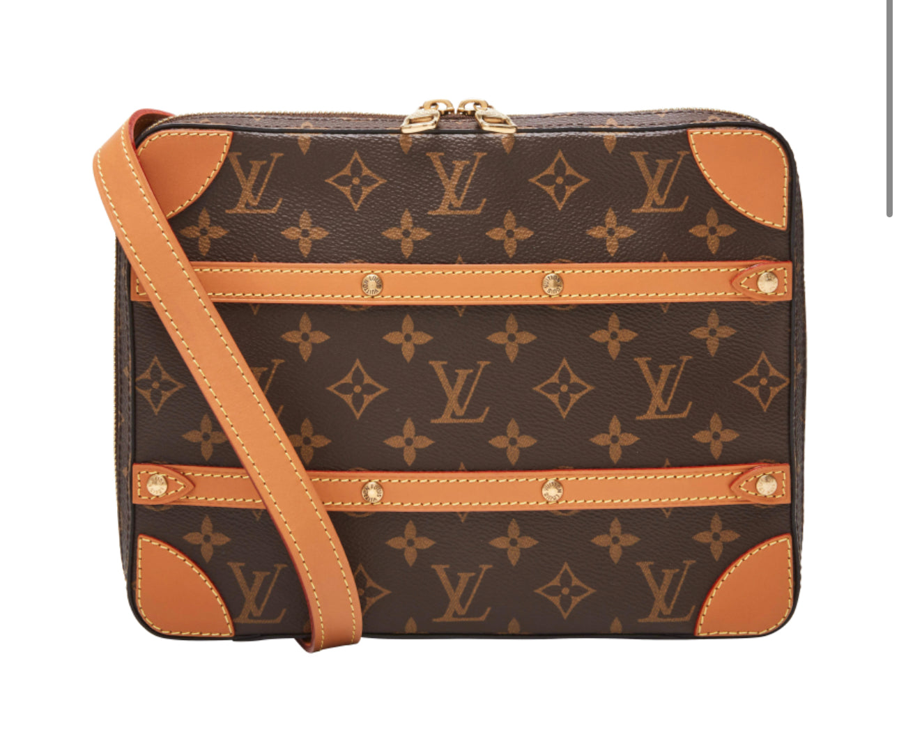 Louis Vuitton Brown Monogram Soft Trunk Messenger PM Gold Tone Hardware (Very Good), Handbag