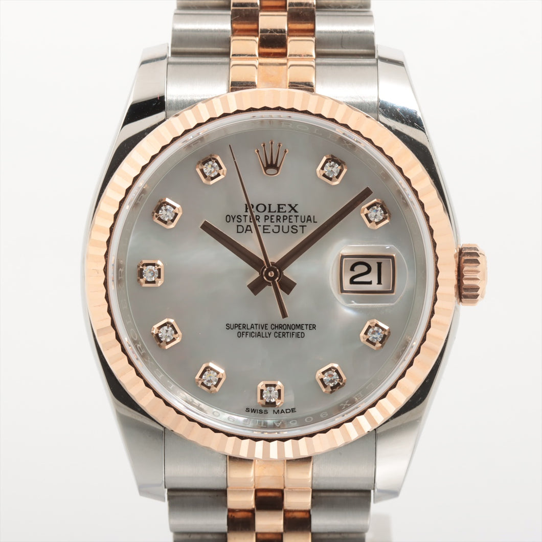 Best Rolex Datejust Stainless Steel & Rose Gold with Mother of Pearl Diamond Dial 116231