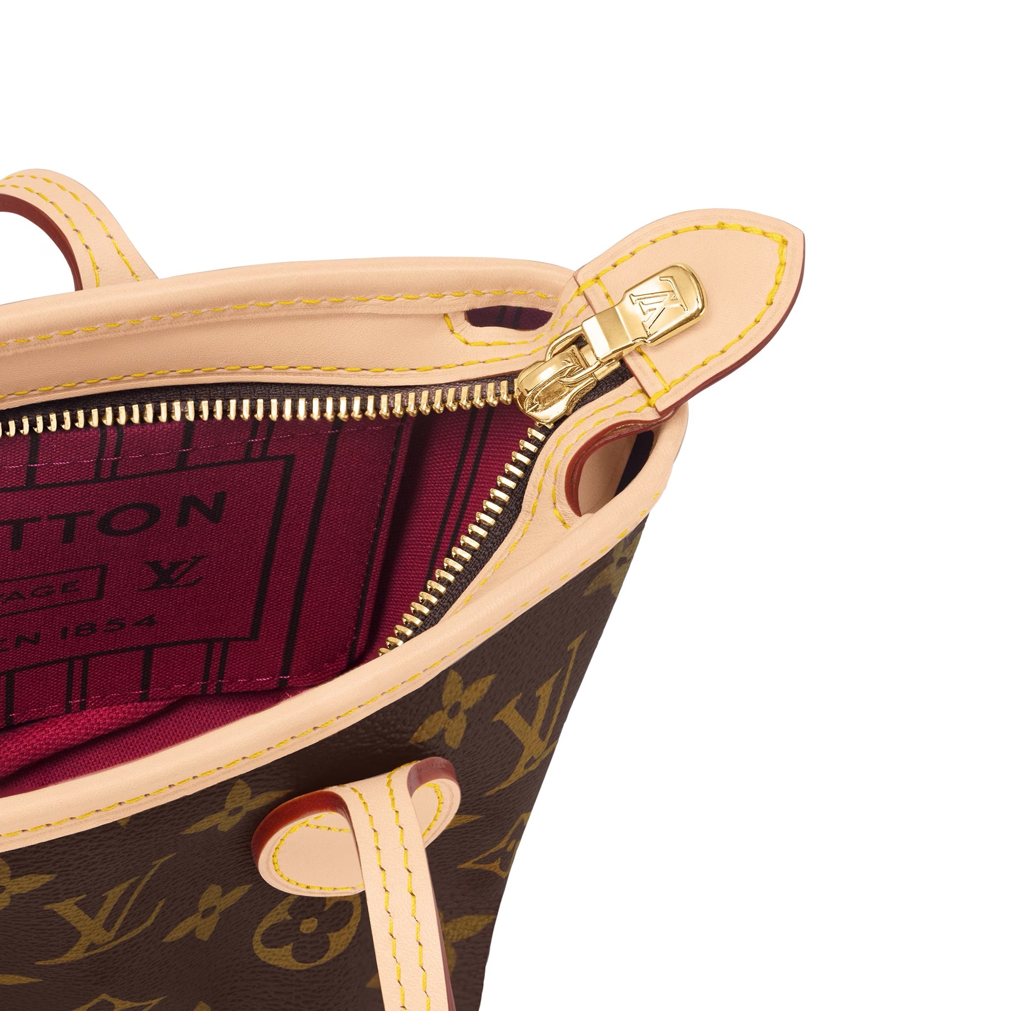 LV LOUIS VUITTON Monogram Pochette Pouch Bag for Neverfull MM Peony Lining