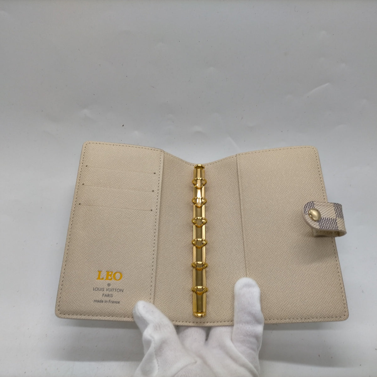 Louis Vuitton Damier Azur Ring Agenda Cover — Personalized — original detail