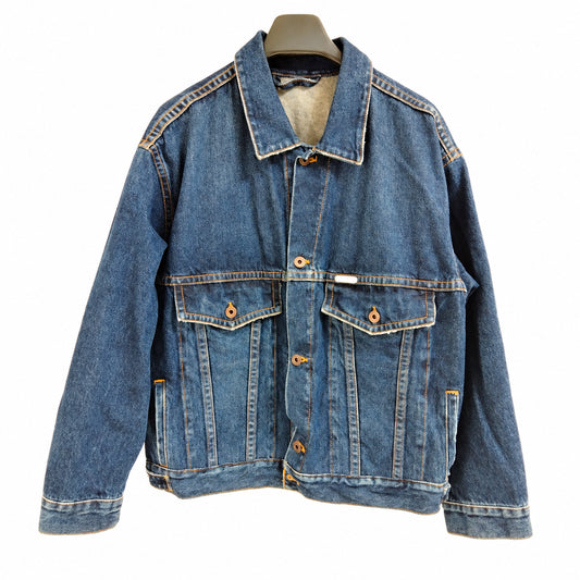 Off-White Blue Cotton Denim Jacket — XS on pure white background
