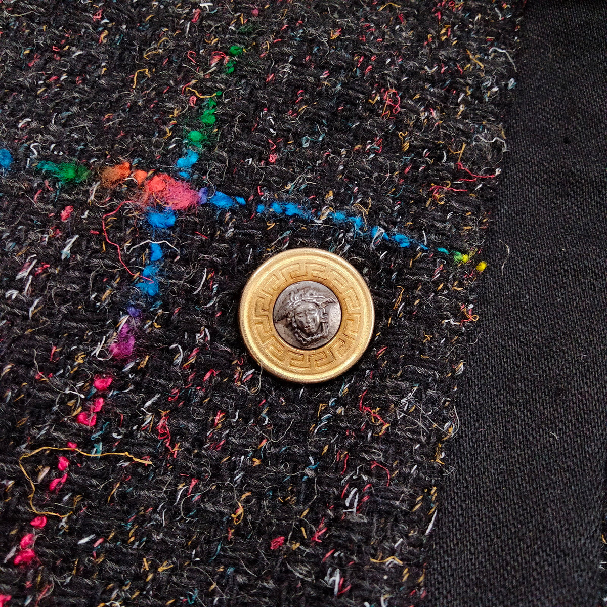 Versace Jeans Couture multicolor tweed jacket detail 7