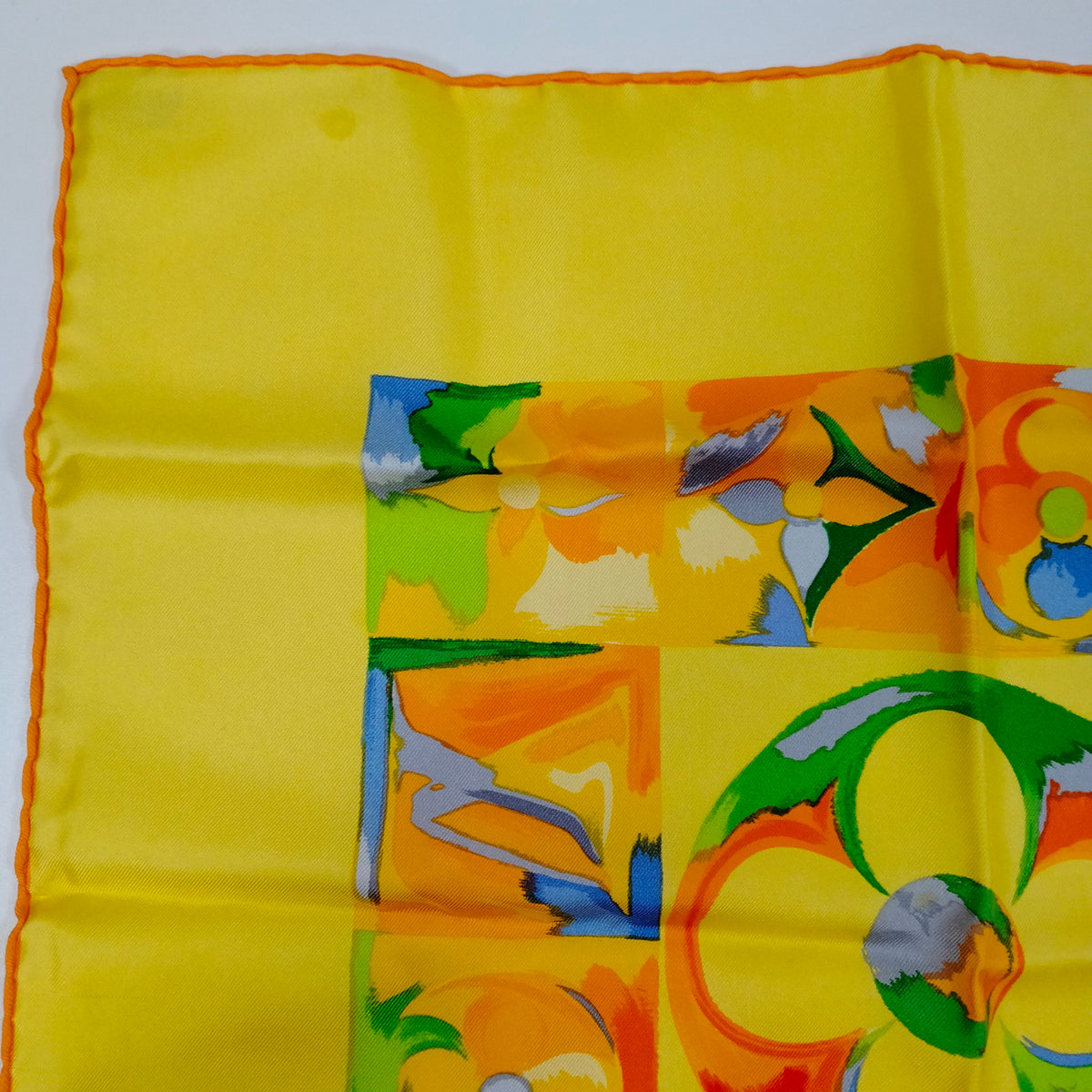Louis Vuitton Yellow Monogram Mosaic Silk Scarf — original detail