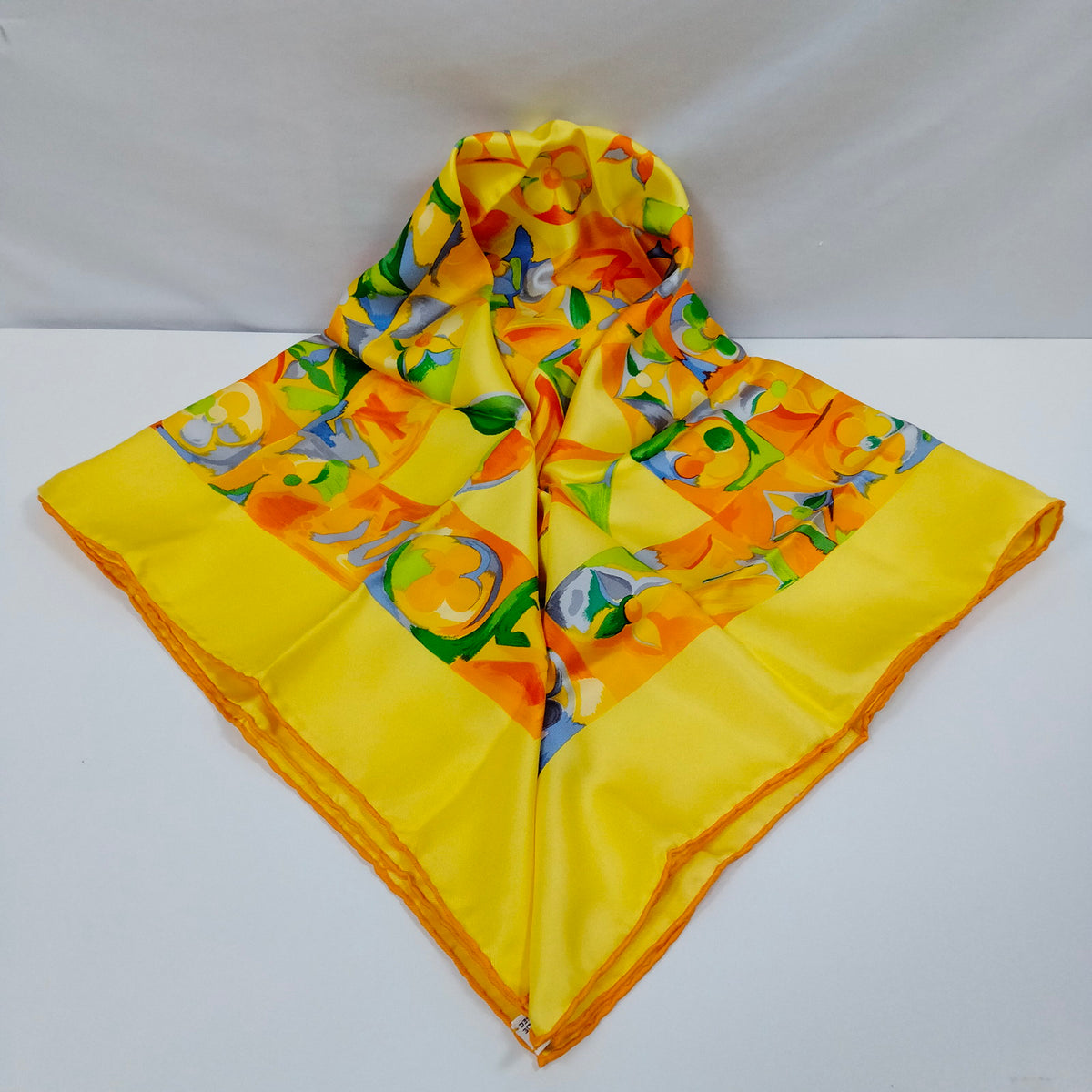 Louis Vuitton Yellow Monogram Mosaic Silk Scarf — original detail