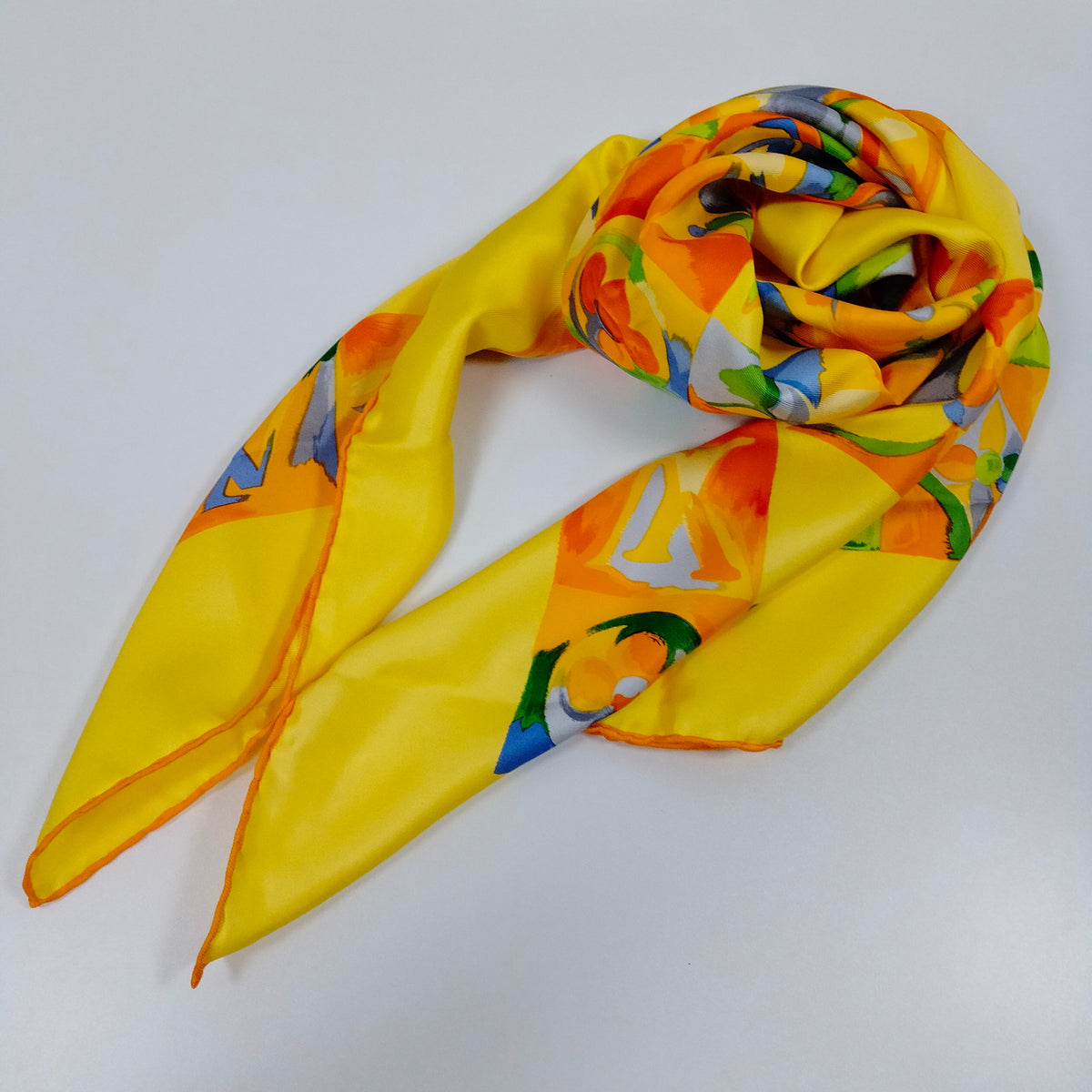 Louis Vuitton Yellow Monogram Mosaic Silk Scarf — original detail