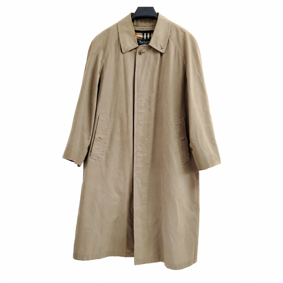 Burberrys Khaki Cotton-Blend Long Coat — 88-160-3 on pure white background