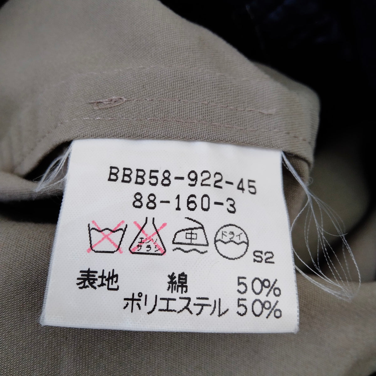 Burberrys Khaki Cotton-Blend Long Coat — 88-160-3 — original detail 4