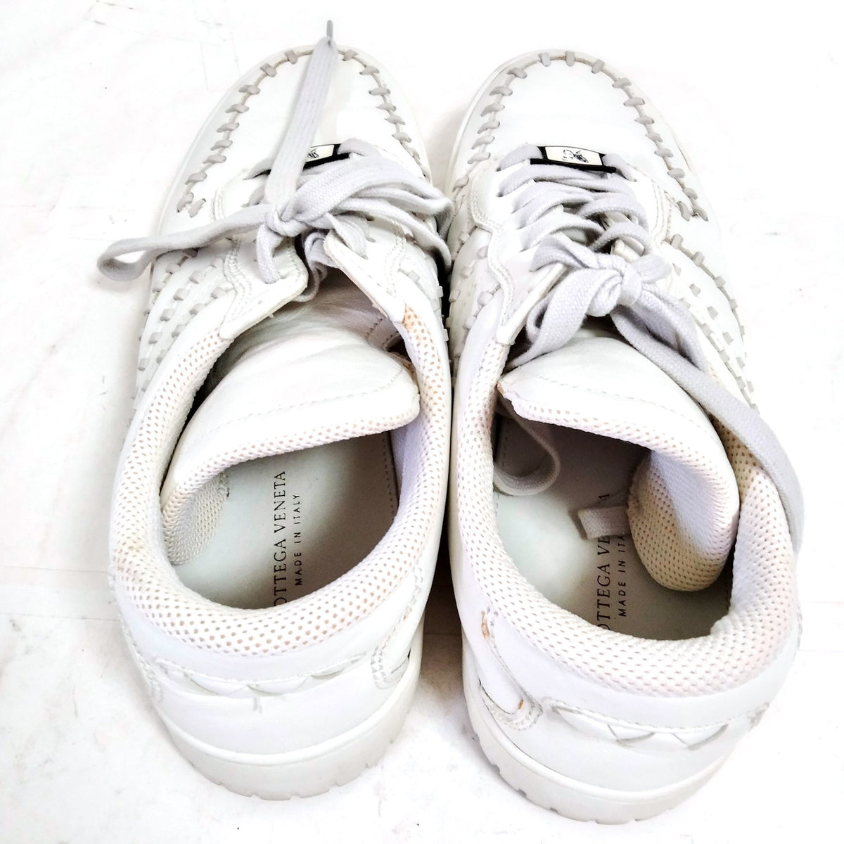 Bottega Veneta White Leather Whipstitch Sneakers — EU 40 — original detail
