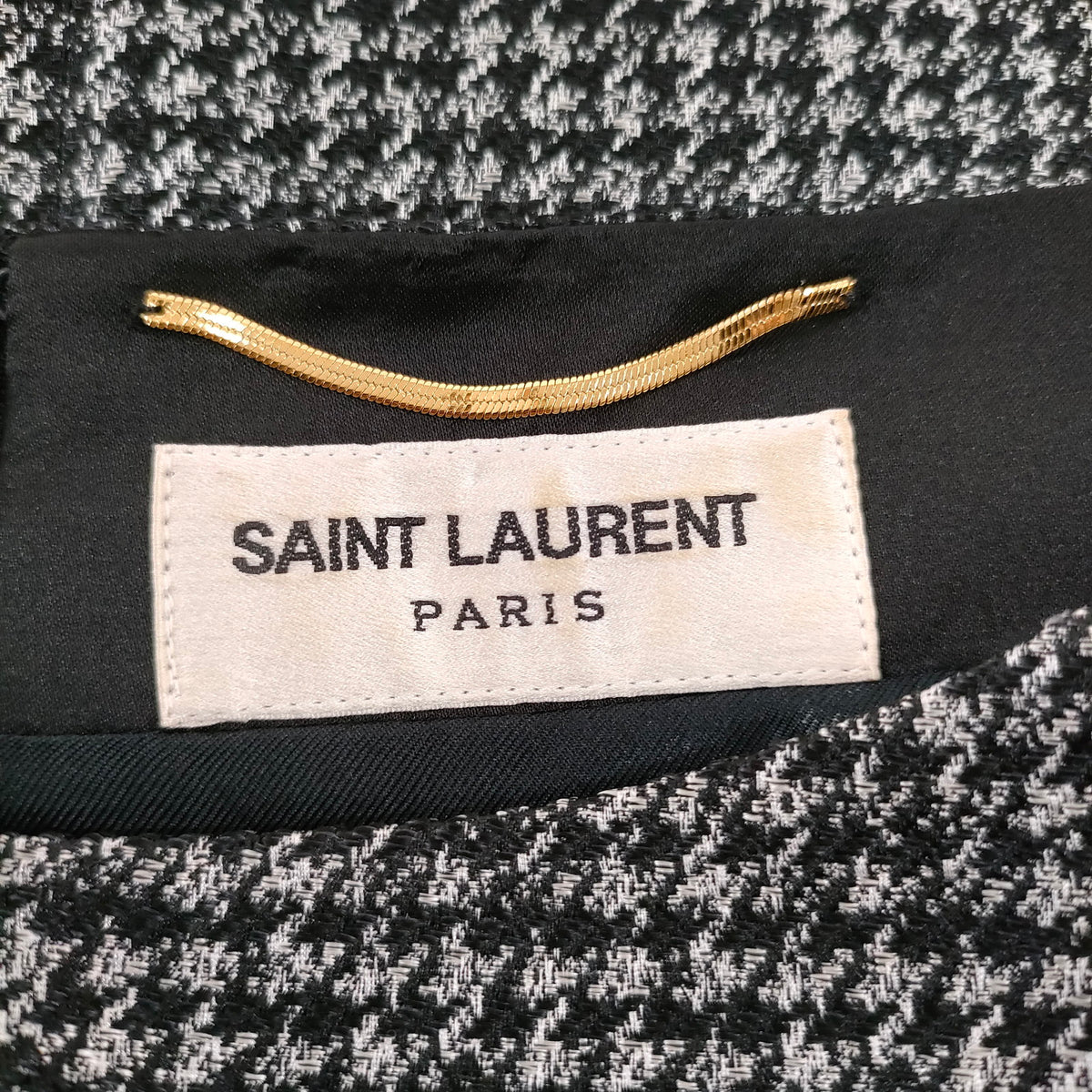 Saint Laurent Black & White Houndstooth Silk-Blend Dress — FR 40 — original detail 3