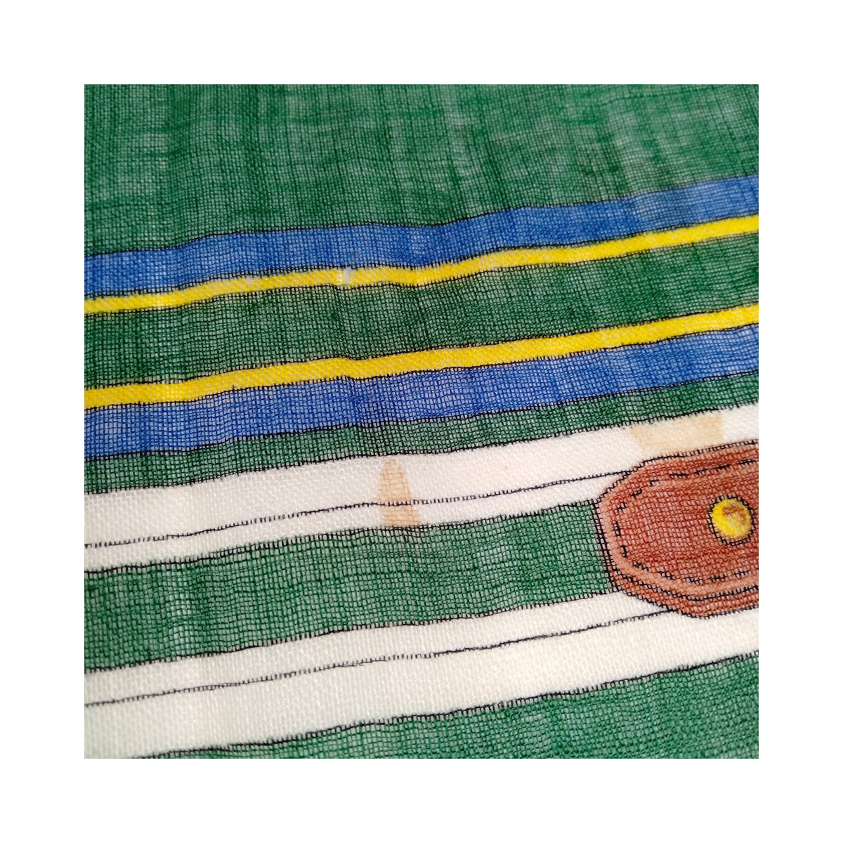Longchamp Green Equestrian Wool & Silk Scarf — original detail