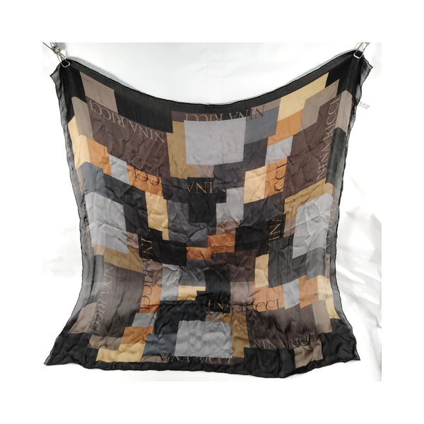 Nina Ricci Brown & Gray Patchwork Scarf — As Is