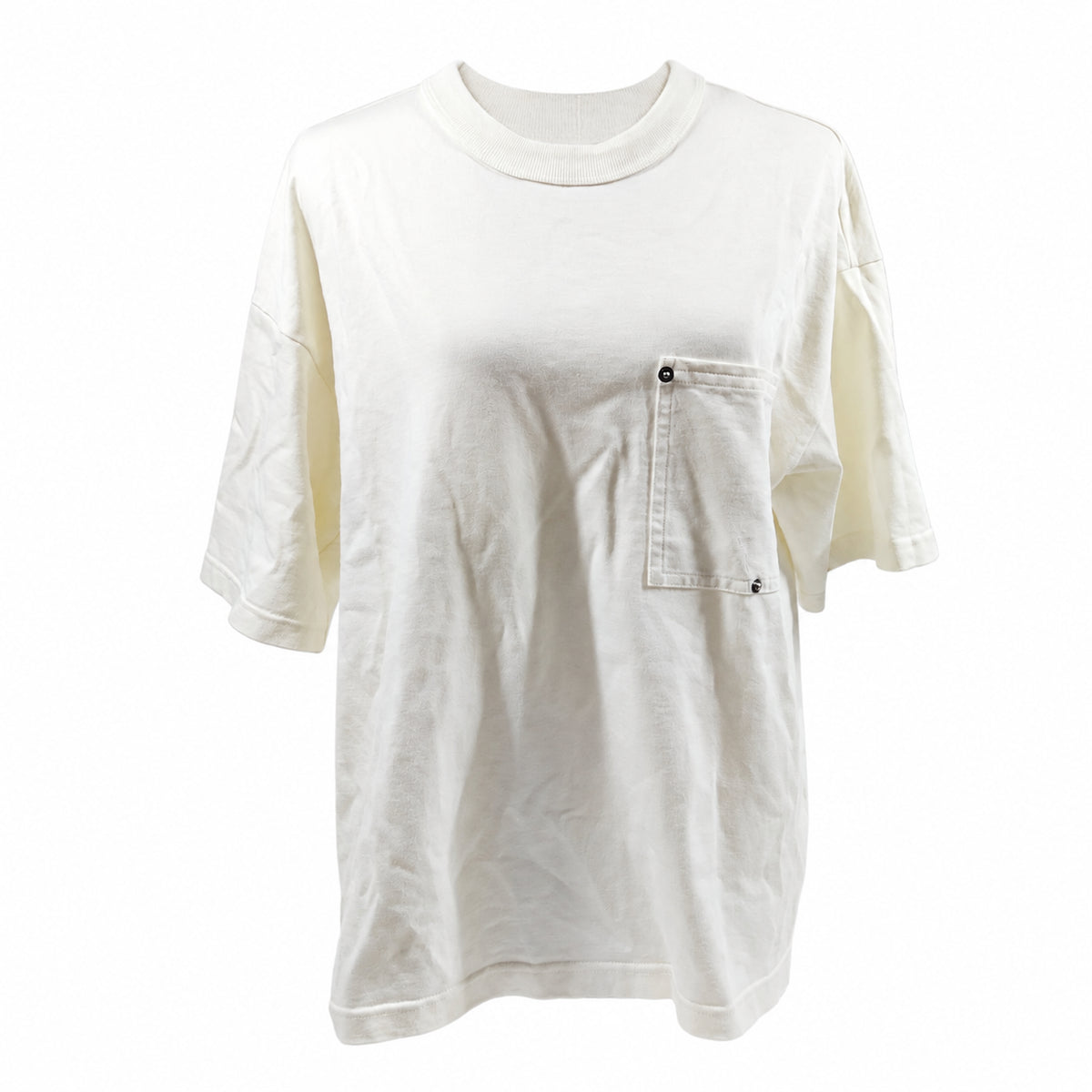 Bottega Veneta Cream Rivet-Pocket Cotton T-Shirt — XS on pure white background