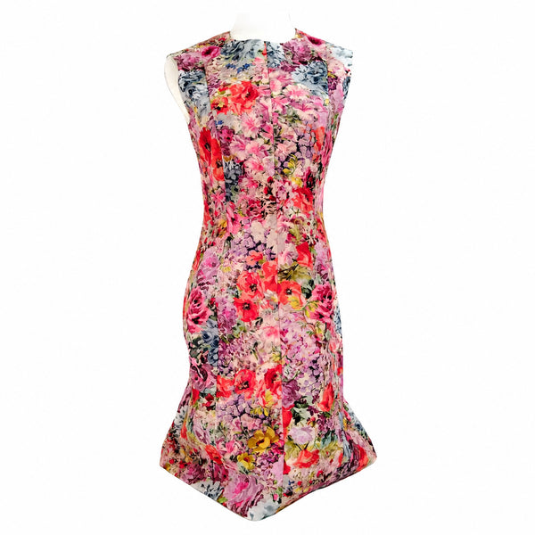 Valentino Multicolor Floral Wool & Silk Dress — 42