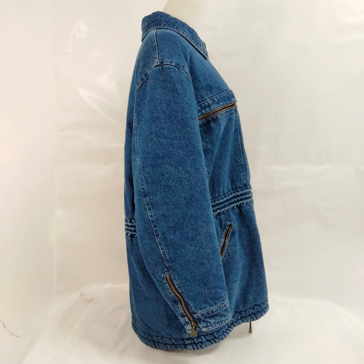 Gianni Versace Blue Denim Zip-Front Coat — IT 42 — original detail 3