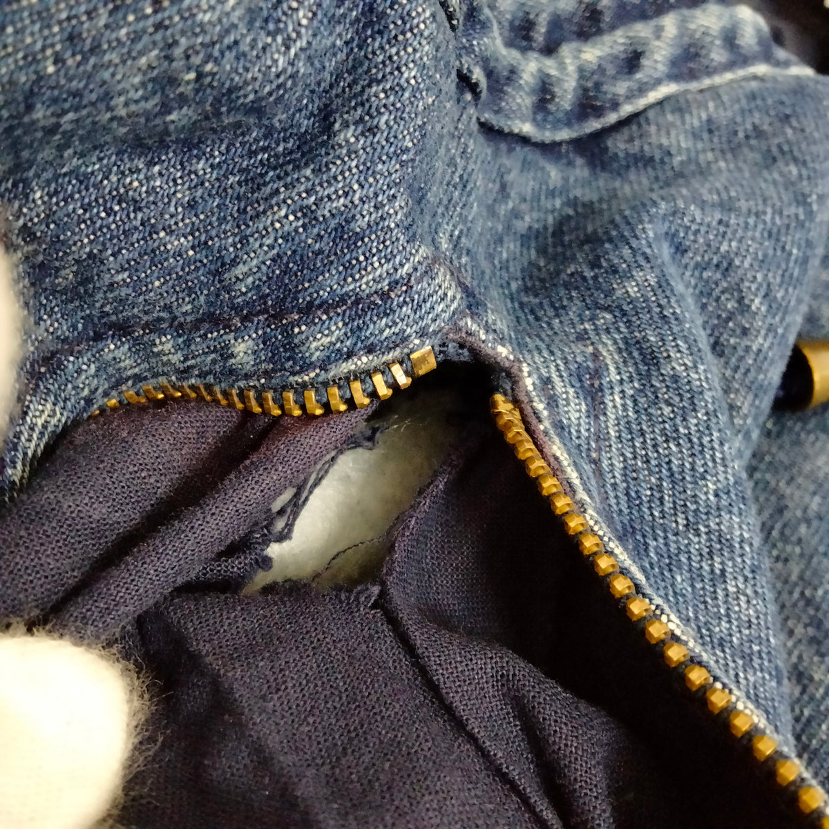 Gianni Versace Blue Denim Zip-Front Coat — IT 42 — original detail 8