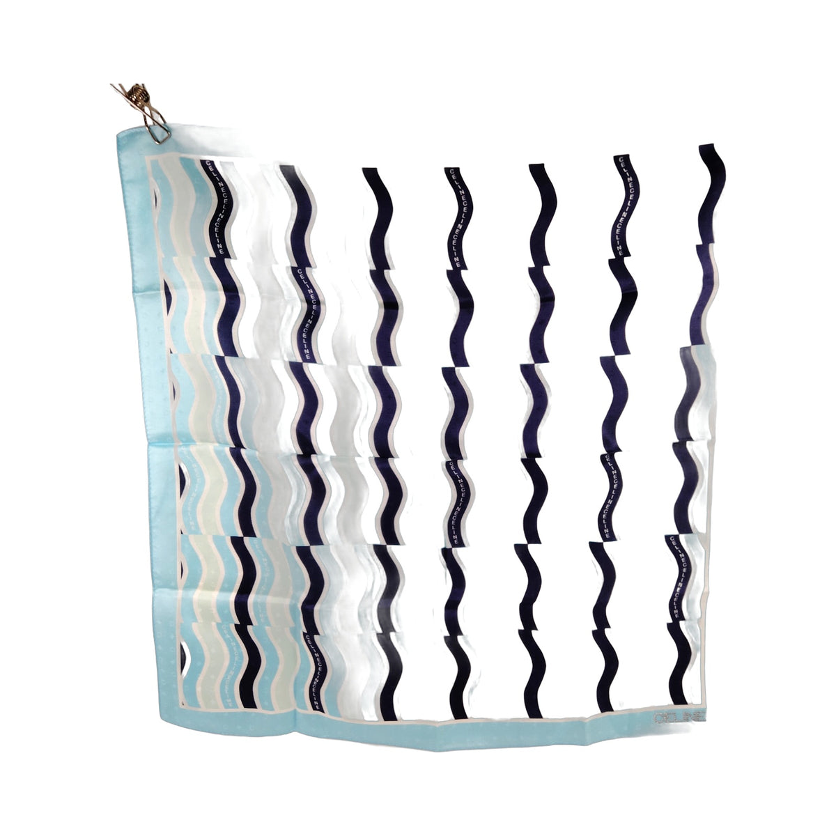 Celine Aqua Wavy-Stripe Logo Scarf — item view