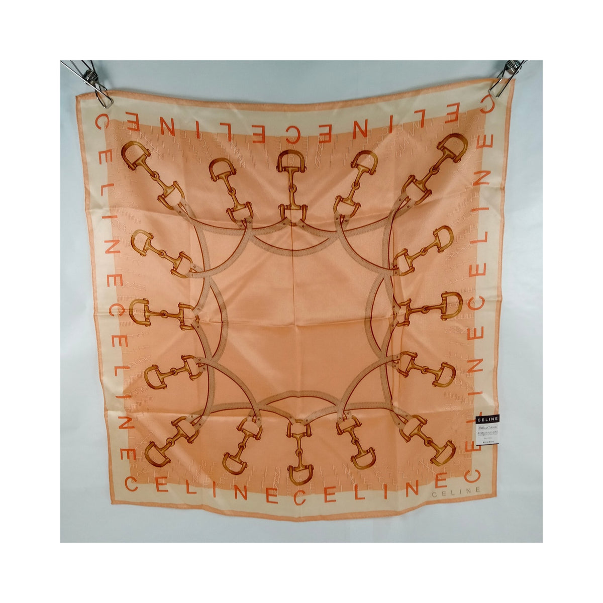Celine Peach Equestrian-Print Scarf — item view