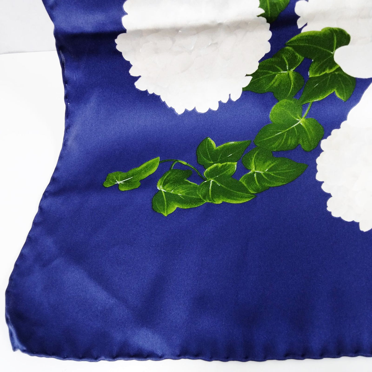 Chanel Navy & White Floral Silk Scarf — original detail