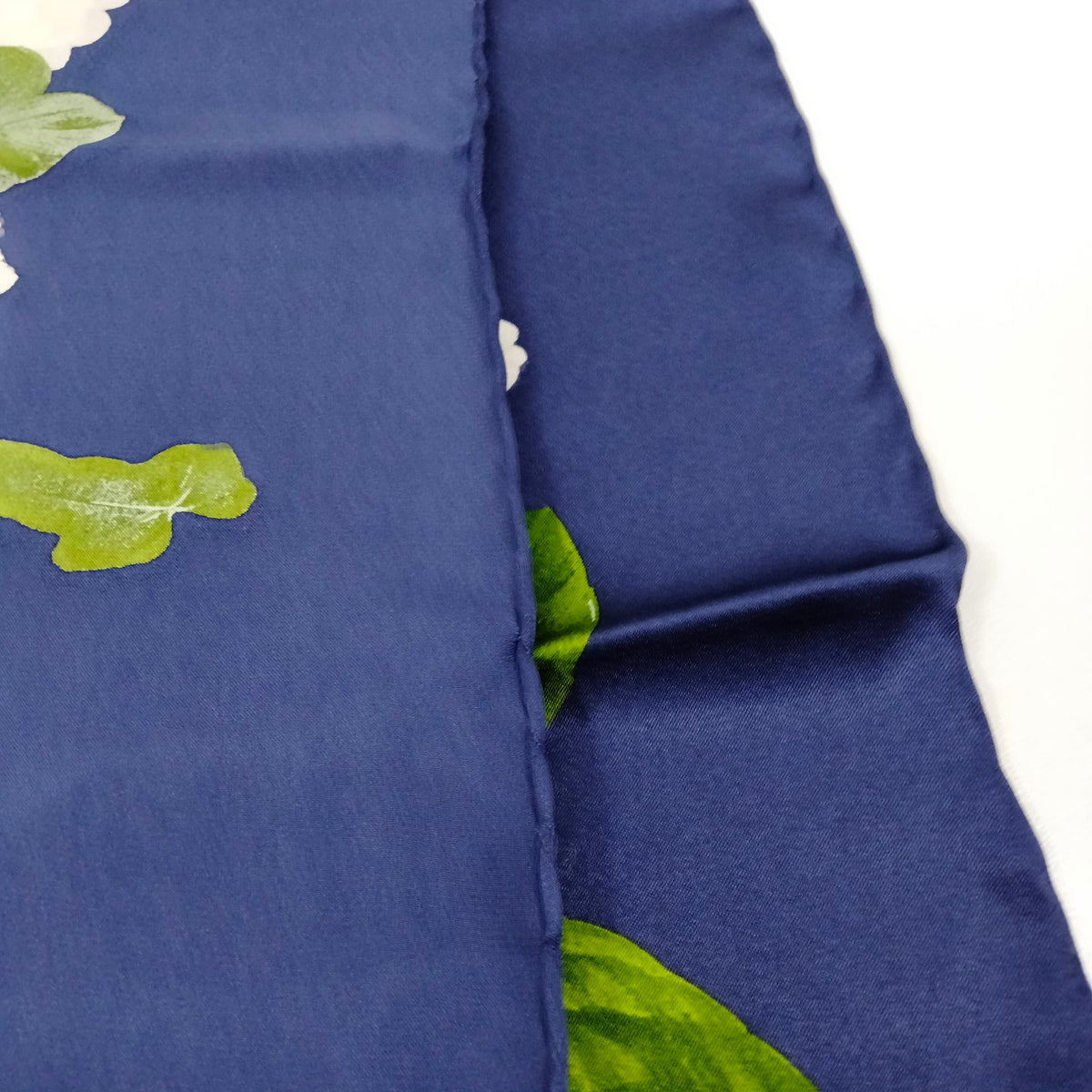 Chanel Navy & White Floral Silk Scarf — original detail