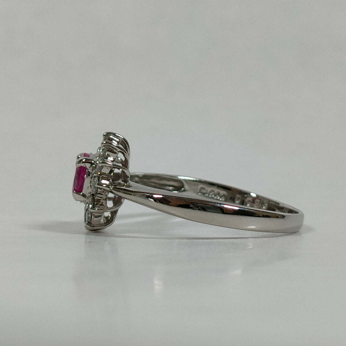 Pt900 Platinum 0.45 ct Ruby & Diamond Halo Ring — original detail