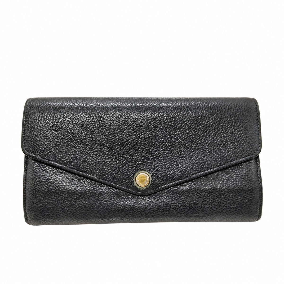 Louis Vuitton Black Monogram Empreinte Envelope Wallet — Personalized — front view