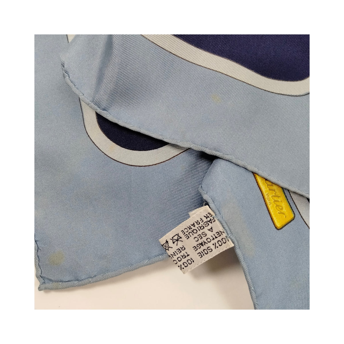 Must de Cartier Blue Chain-Print Silk Scarf — original detail