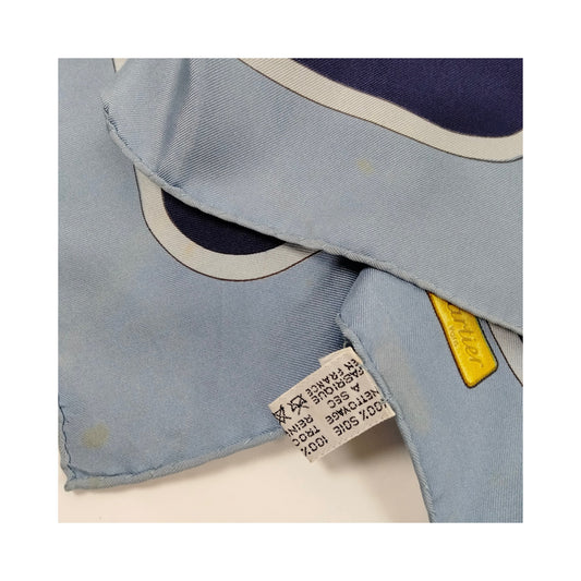 Must de Cartier Blue Chain-Print Silk Scarf — original detail