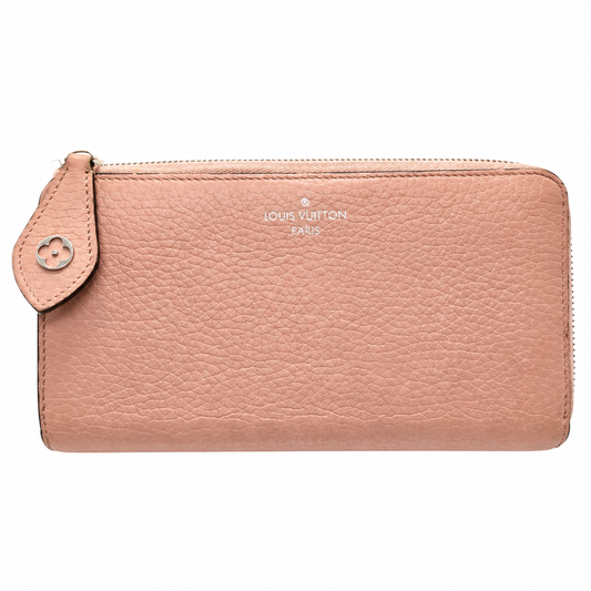 Louis Vuitton Pale Pink Leather Zip-Around Wallet on pure white