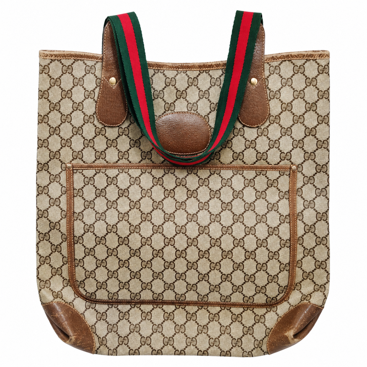Gucci Beige GG Canvas Web-Handle Tote — isolated cover